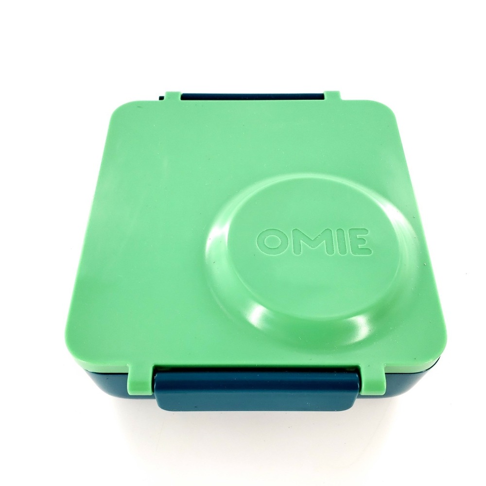 OmieBox Hot & Cold Bento Lunch Box for Kids Green/Blue Broken Hinge **READ**